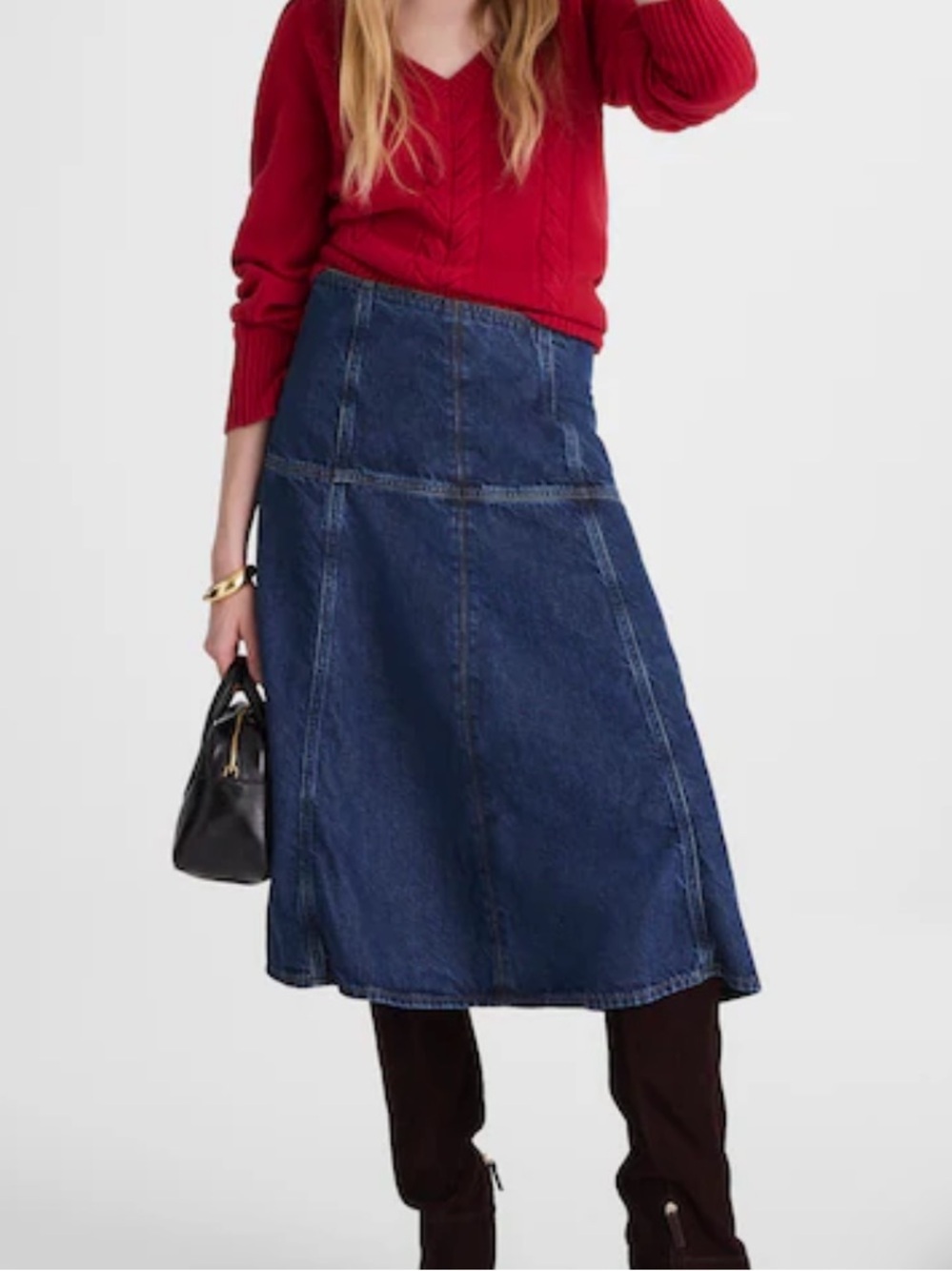 Madewell Denim Drop-Waist Midi Skirt in McKinney Wash